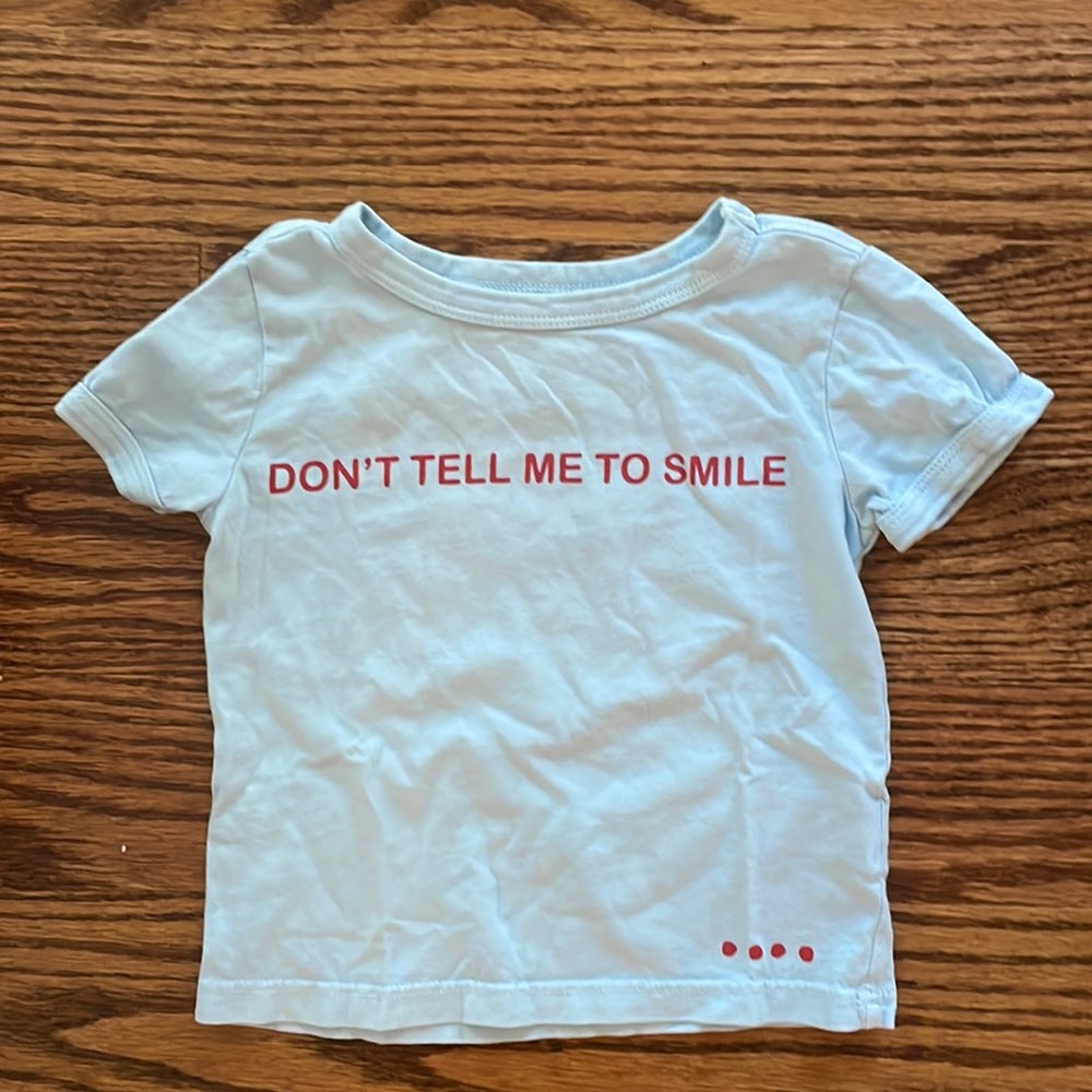 Baby Blue “Don’t tell me to smile” baby tee. 2t